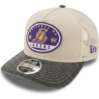 Καπέλα καμπύλη μπεζ snapback 9FORTY M-Crown A Frame Fray από Los Angeles Lakers NBA από New Era