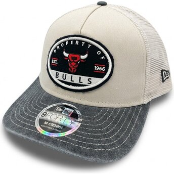 Καπέλα καμπύλη μπεζ snapback 9FORTY M-Crown A Frame Fray από Chicago Bulls NBA από New Era