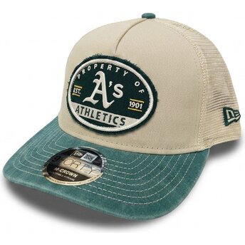 Καπέλα καμπύλη μπεζ snapback 9FORTY M-Crown A Frame Fray από Oakland Athletics MLB από New Era