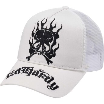 Καπέλα καμπύλη λευκό snapback Gothic Skull In Flames από Ed Hardy