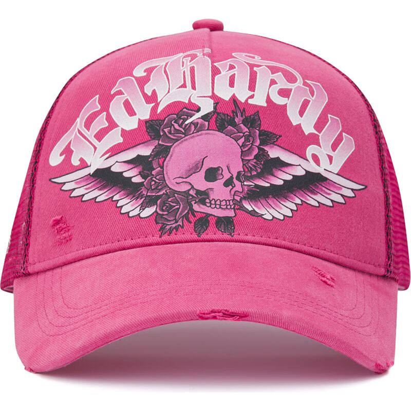 snapback-flaming-gothic-skull-washed-ed-hardy