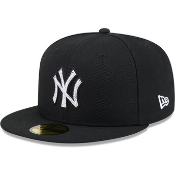 Καπέλα επίπεδη μαύρο προσαρμοσμένο 59FIFTY Rhinestone Badge από New York Yankees MLB από New Era