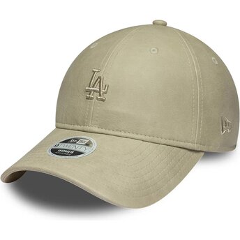 Καπέλα καμπύλη μπεζ ρυθμιζόμενη ταινία 9TWENTY Washed PU από Los Angeles Dodgers MLB από New Era
