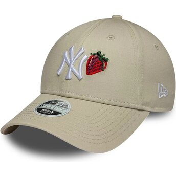 Καπέλα καμπύλη μπεζ ρυθμιζόμενη ταινία 9FORTY Fruit Icon Strawberry από New York Yankees MLB από New Era