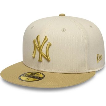 Καπέλα επίπεδη μπεζ προσαρμοσμένο 59FIFTY League Essential από New York Yankees MLB από New Era