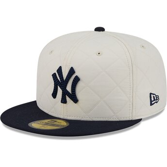 Καπέλα επίπεδη λευκό προσαρμοσμένο 59FIFTY Checkered από New York Yankees MLB από New Era