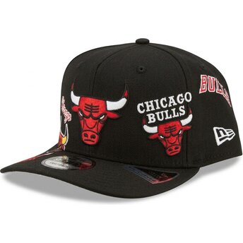 Καπέλα καμπύλη μαύρο snapback 9FIFTY A Frame Precurved Multi Patch από Chicago Bulls NBA από New Era
