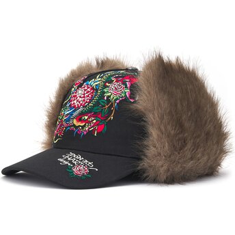 Καπέλα καμπύλη μαύρο προσαρμοσμένο Crawling Trapper από Ed Hardy