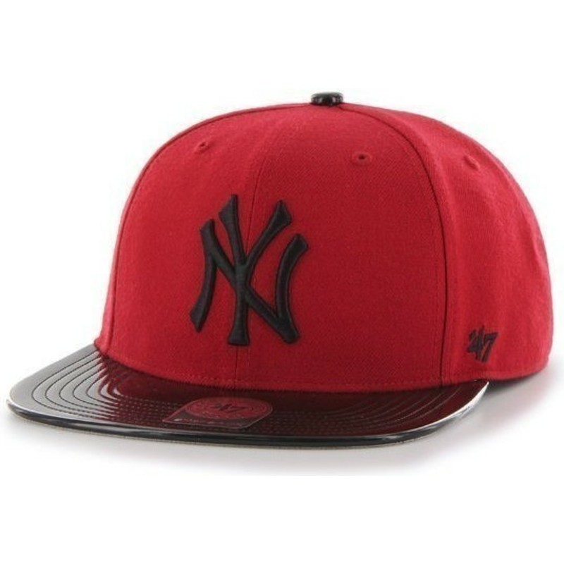 47-brand-flat-brim-shiny-visor-mlb-new-york-yankees-red-snapback-cap