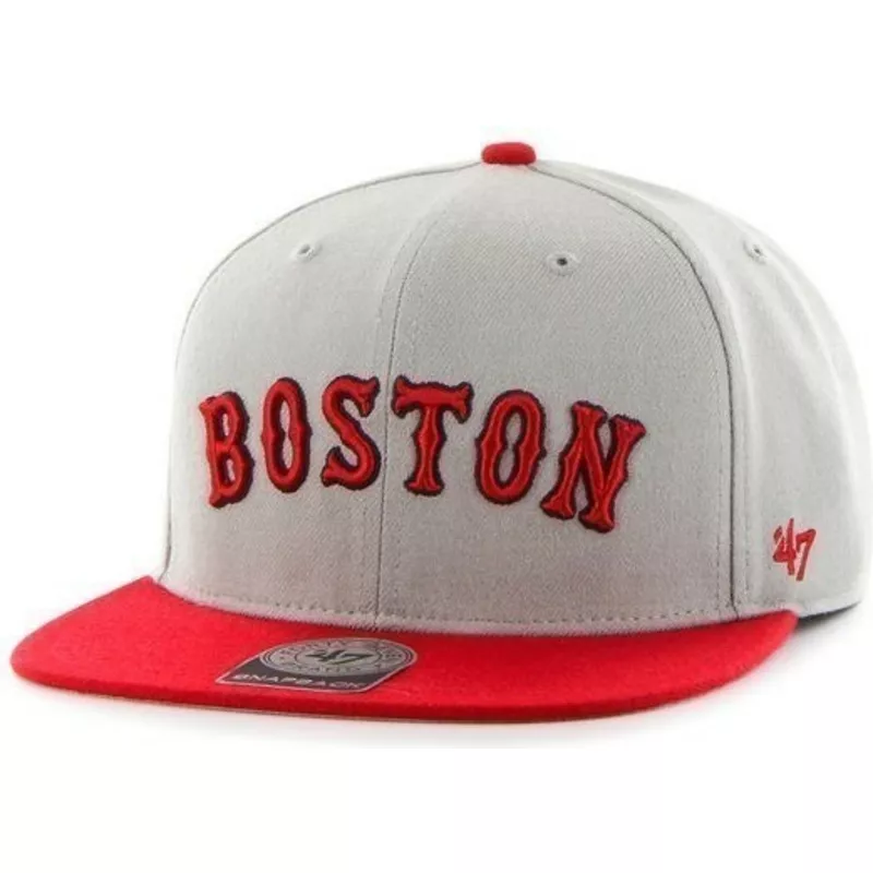 47-brand-flat-brim-side-logo-mlb-boston-red-sox-grey-snapback-cap